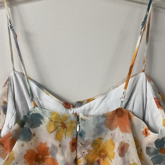 ANTHROPOLOGIE ASYMMETRICAL HEM FLORAL WATER COLOR SPAGHETTI STRAP DRESS XS - Picture 12 of 16
